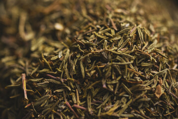 Dried thyme in macro close up