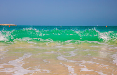 Strong waves on one of the beaches in Dubai.