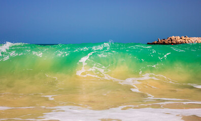 Strong waves on one of the beaches in Dubai.