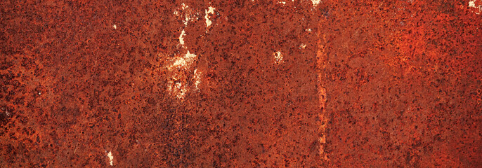 Panoramic grunge rusted metal texture, rust and oxidized metal background, banner. Old metal iron panel