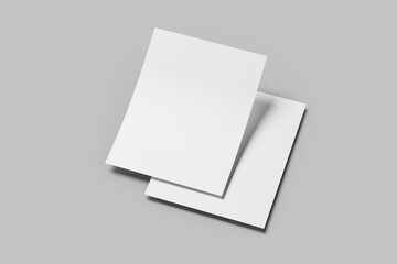 Stationery Paper 2 US Letter Vertical Magazine White Blank Mockup