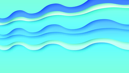 Abstract Paper Cut Sea Ocean Wave Water On Blue Background Vector Design