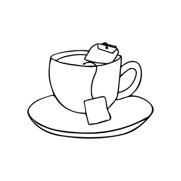Cute Tea Bag In Teacup Doodle - Cute Tea - Sticker