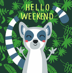 lemur on jungle bachground © Natalia
