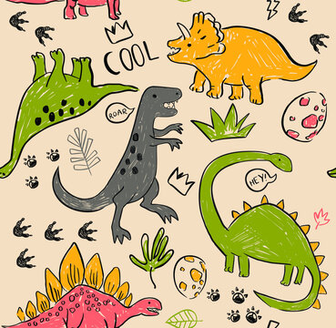 seamless pattern with dino