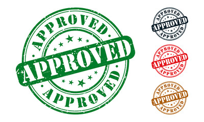 Approved Rubber Stamp around Grunje on White Background. Approved Sign Design Template.