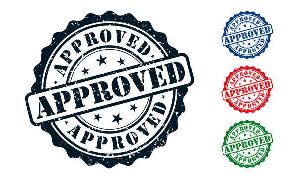 Approved Rubber Stamp around Grunje on White Background. Approved Sign Design Template.