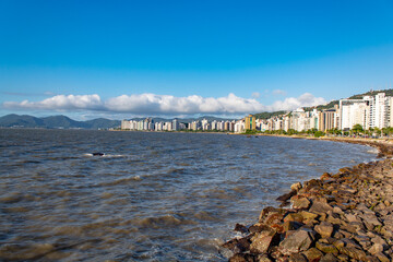 panorama view from the pier city Florianopolis,  Florianópolis, Santa Catarina, Brazil