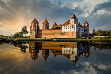 Obraz premium Mir Castle in Minsk region - historical heritage of Belarus. UNESCO World Heritage