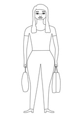 Woman standing cartoon character isolated - vector