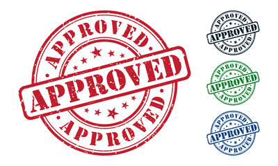 Approved Rubber Stamp around Grunje on White Background. Approved Sign Design Template.