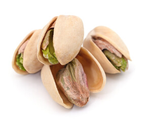 Bunch of pistachios in shell.