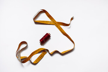 Measuring tape on white background.