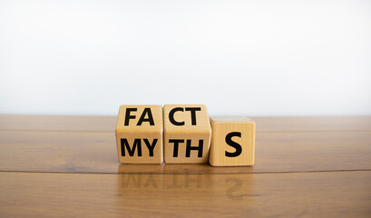 Facts or myths symbol. Turned cubes and changed the word 'myths' to 'facts'. Beautiful wooden...
