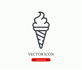 Ice cream  vector icon.  Editable stroke. Linear style sign for use on web design and mobile apps, logo. Symbol illustration. Pixel vector graphics - Vector