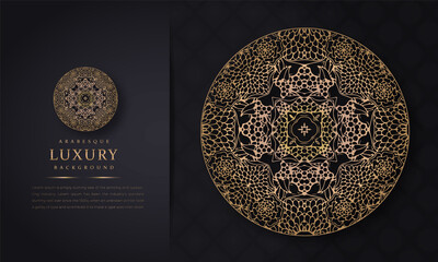 ornamental mandala design background with golden arabesque pattern arabic islamic east style. ornament elegant invitation wedding card, invite, backdrop cover banner