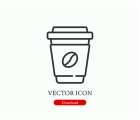 cup of coffee  vector icon.  Editable stroke. Linear style sign for use on web design and mobile apps, logo. Symbol illustration. Pixel vector graphics - Vector