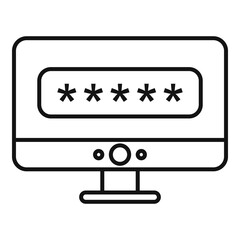 Pc login authentication icon, outline style