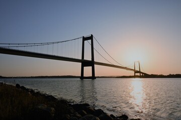 Fototapeta na wymiar new and old bridge at sunset