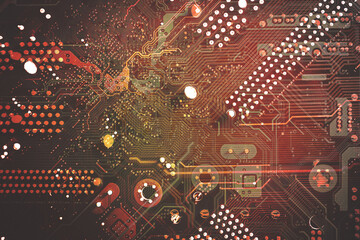 Modern printed circuit board, Abstract technology circuit board. Abstract banner background.