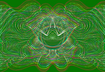 Sfondo verde disegno psichedelico. Sogno, meditazione 