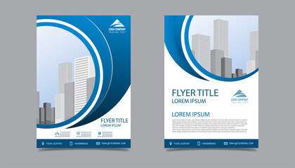 Business flyer layout template in A4  size. Modern Brochure template cover design, annual report, poster  with geometric and wavy  lines for business market on white background, vector illustration
