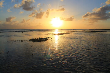 Fototapeta na wymiar Antigua in the Caribbean, Sunset at the beach