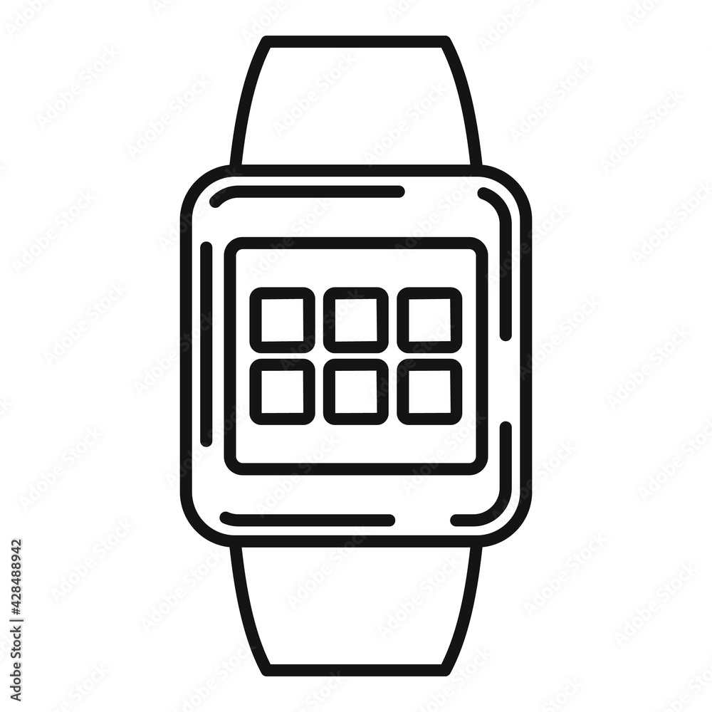 Poster modern smartwatch system icon, outline style