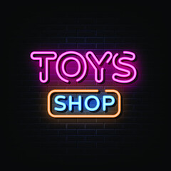 Obraz premium Toys Shop Neon Signs Style Text Vector