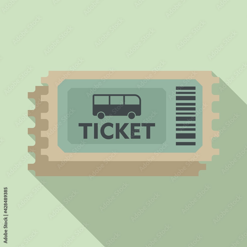 Sticker validator bus ticket icon, flat style