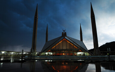 Twilight Shah Faisal Mosque Islamabad Pakistan