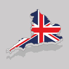 Fototapeta na wymiar Isolated 3d map with the flag of the United Kingdom - Vector illustration