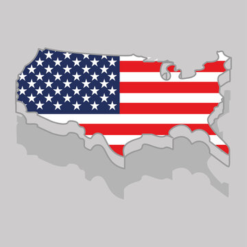 Isolated 3d map with the flag of USA - Vector illustration