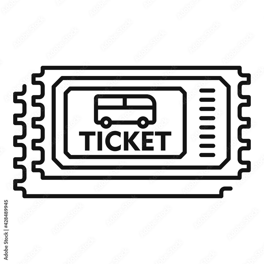 Sticker business bus ticket icon, outline style