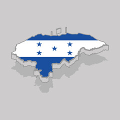 Isolated 3d map with the flag of Honduras - Vector illustration
