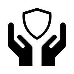 Hope icon, human hand with shield symbol,  help and protection  graphic design, support vector illustration