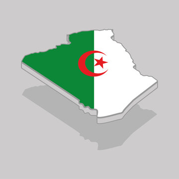 recommend clip art: Isolated 3d map with the flag of Algeria - Vector illustration