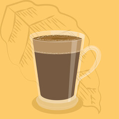 Isolated glass coffee cup. Hot beverage - Vector illustration
