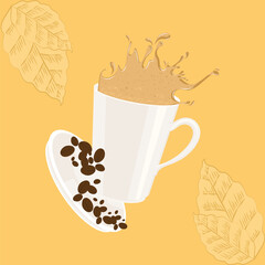 Isolated coffee cup with coffee beans - Vector illustration