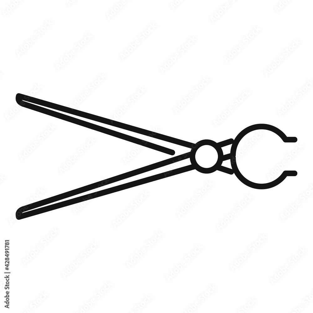 Sticker metallurgy pliers icon, outline style