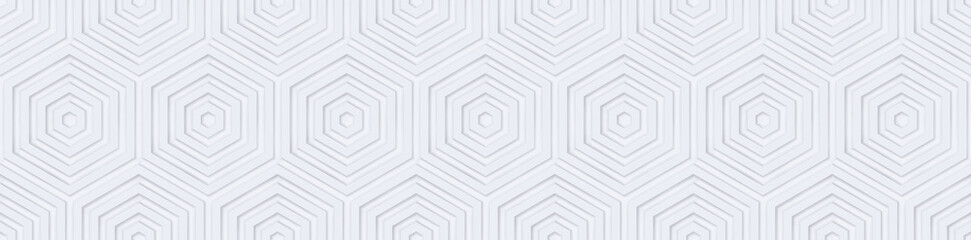 3d rendering seamless geometric pattern. White abstract background. 3D tiles. Optical illusions. Template for wrapping paper or cards. Hexagon luxury ornament for design interior. 3D panels. Wallpaper