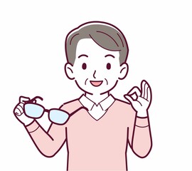 メガネを取った人