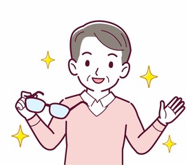 メガネを取った人