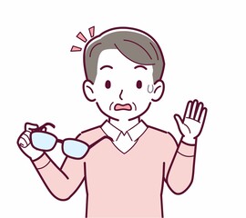 メガネを取った人