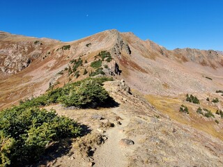 landscape in the mountains with blue sky
