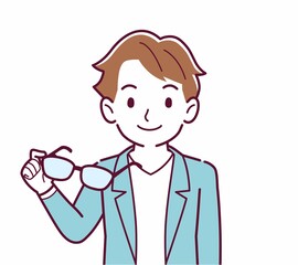 メガネを取った人