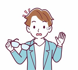 メガネを取った人