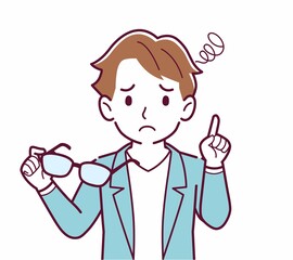 メガネを取った人