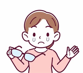 メガネを取った人