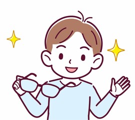 メガネを取った人